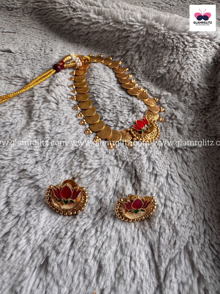 Lotus Design Choker with Matching Studs – Elegant & Traditional