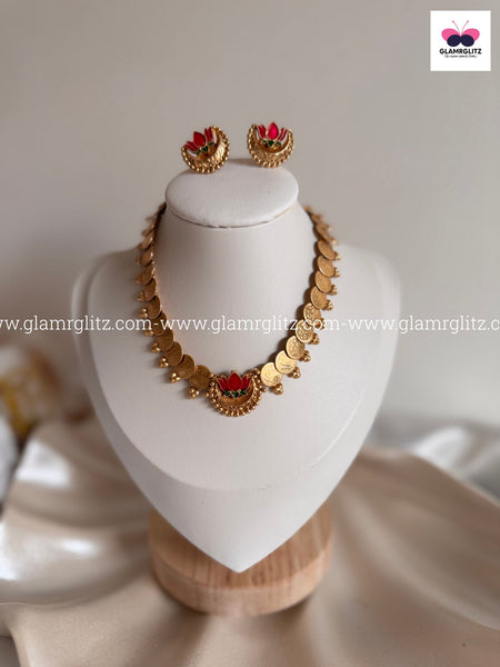 Lotus Design Choker with Matching Studs – Elegant & Traditional