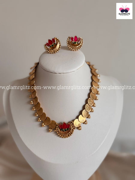 Lotus Design Choker with Matching Studs – Elegant & Traditional