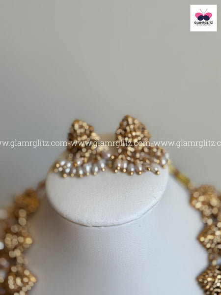 Ganesha Necklace Set with Bead Work with Earrings