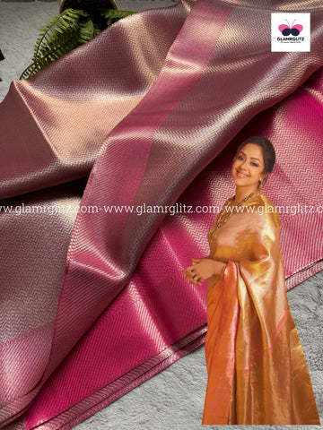 Jyothika Inspired kanjivaram Banaras Silk saree-Silver Zari Weaving