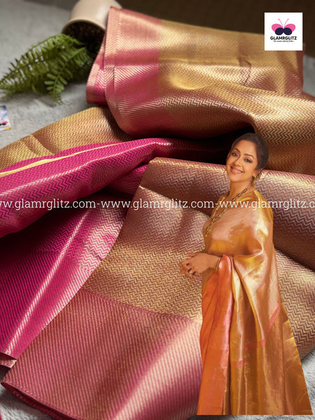 Jyothika Inspired kanjivaram Banaras Silk saree_ gold zari Weaving
