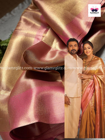 Jyothika Inspired kanjivaram Banaras Silk saree_ gold zari Weaving