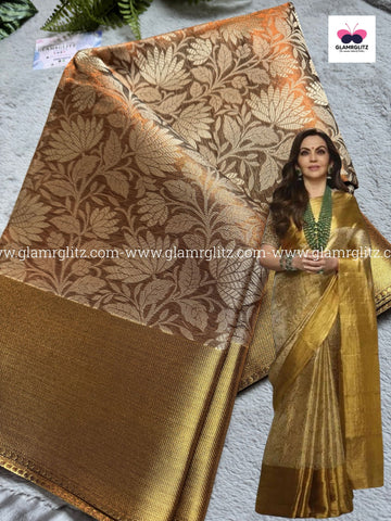 Nita Ambani-Inspired Banarasi Tissue Sarees copper