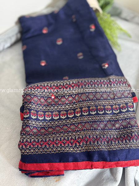 Linen Jute Silk Saree with Foil Mirror Work