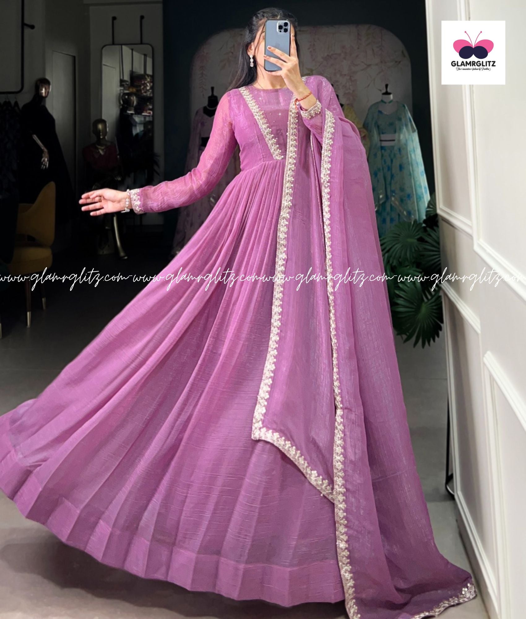 Silver Glory Shimmer Long Kurti