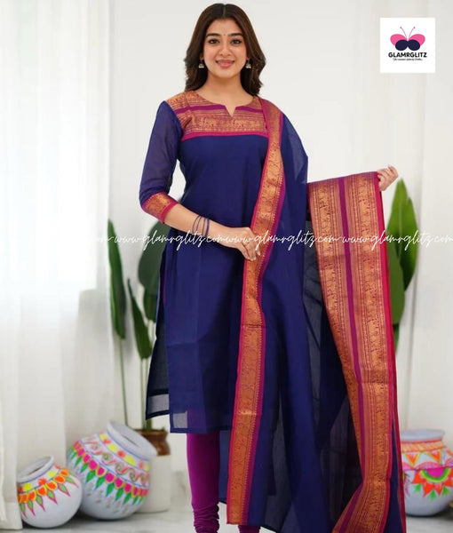 Silk Cotton Kurti and Dupatta Set