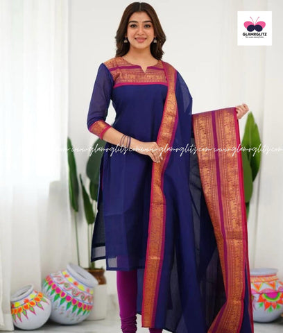 Silk Cotton Kurti and Dupatta Set