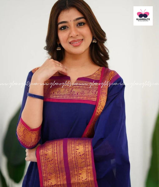 Silk Cotton Kurti and Dupatta Set